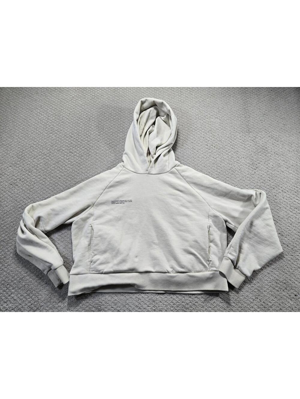 Pangaia Hoodie Womens Medium Sand Off White Organic Cotton Cropped Peppermint